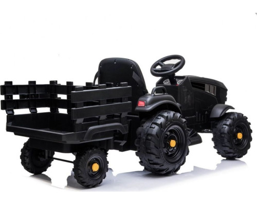 Дитячий акумуляторний трактор, титановий із причепом Чорний