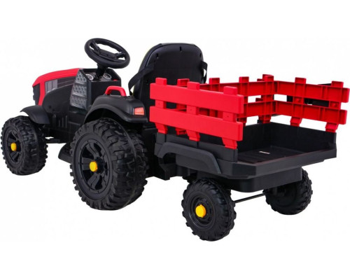 Дитячий акумуляторний трактор, титановий із причепом Червоний