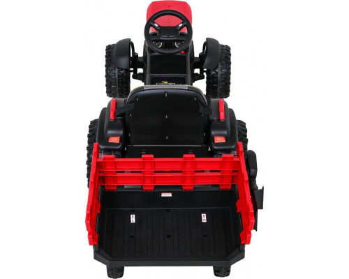 Дитячий акумуляторний трактор, титановий із причепом Червоний