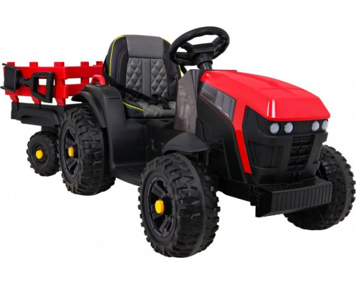 Дитячий акумуляторний трактор, титановий із причепом Червоний