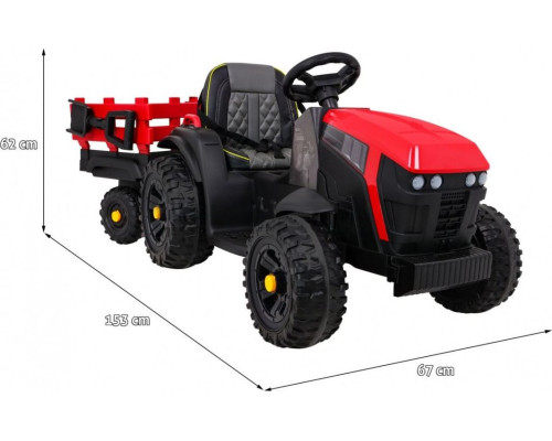 Дитячий акумуляторний трактор, титановий із причепом Червоний