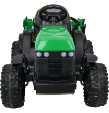 Дитячий акумуляторний трактор, титановий із причепом Зелений