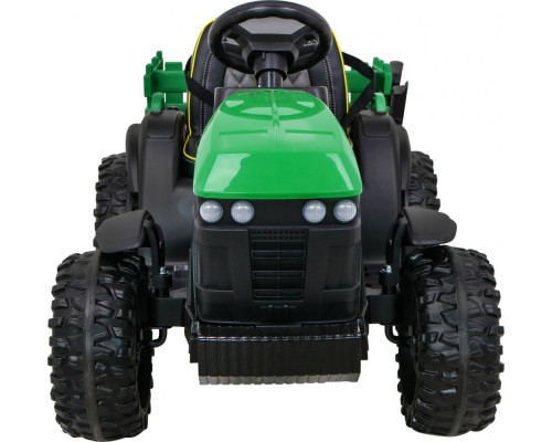 Дитячий акумуляторний трактор, титановий із причепом Зелений