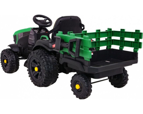Дитячий акумуляторний трактор, титановий із причепом Зелений