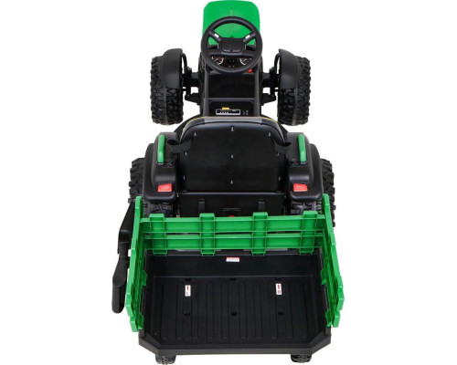 Дитячий акумуляторний трактор, титановий із причепом Зелений