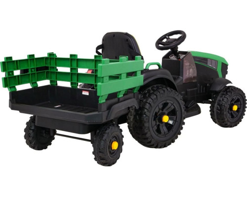 Дитячий акумуляторний трактор, титановий із причепом Зелений