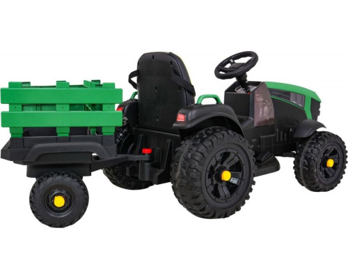 Дитячий акумуляторний трактор, титановий із причепом Зелений
