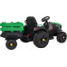 Дитячий акумуляторний трактор, титановий із причепом Зелений