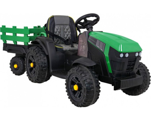Дитячий акумуляторний трактор, титановий із причепом Зелений