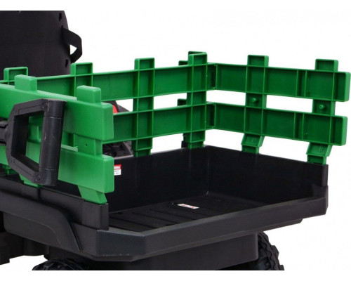 Дитячий акумуляторний трактор, титановий із причепом Зелений