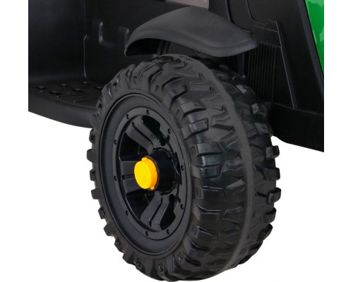 Дитячий акумуляторний трактор, титановий із причепом Зелений