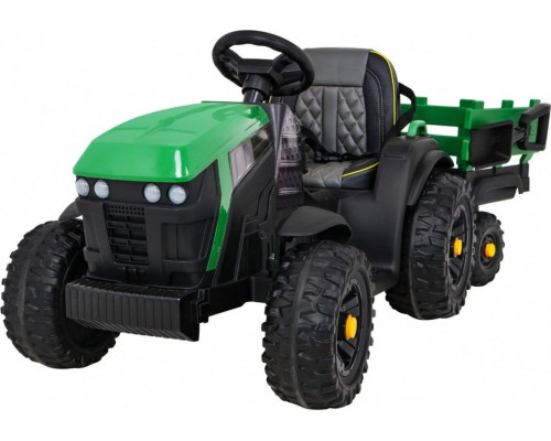 Дитячий акумуляторний трактор, титановий із причепом Зелений