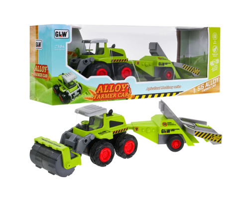 Трактор з ґрунтообробним катком + причіп для саду 1:55