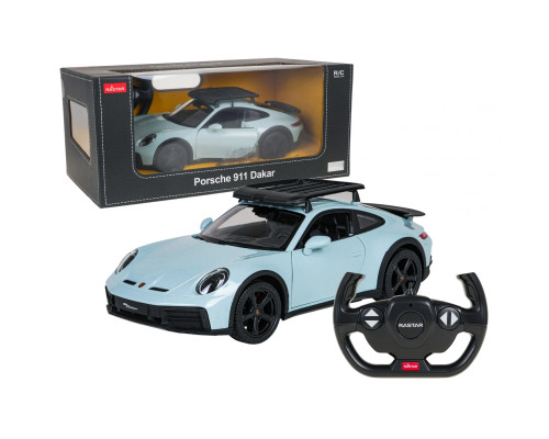 Дитяча машинка RASTAR Porsche 911 Dakar на дистанційному керуванні, масштаб 1:14, блакитно-чорна