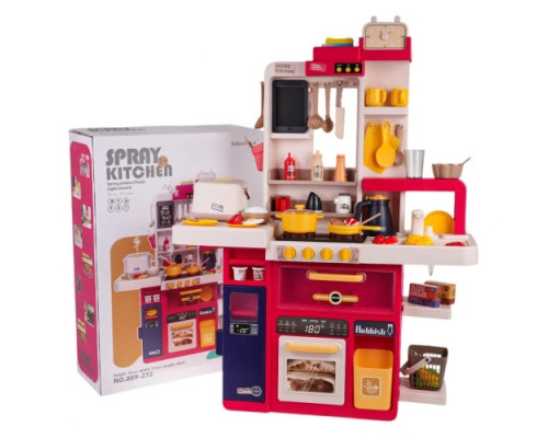Дитяча кухня з функцією світла, звуку та води 80 шт. Червоний