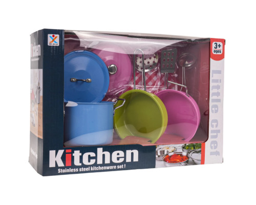 Дитячі металеві кольорові каструлі + аксесуари