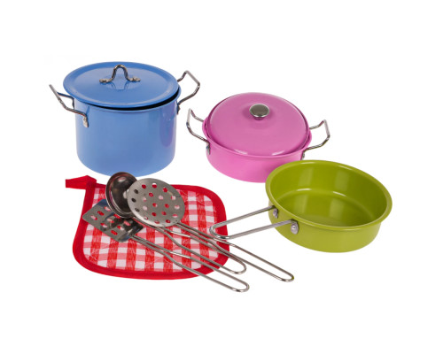 Дитячі металеві кольорові каструлі + аксесуари