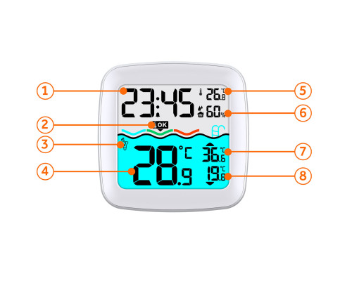 Метеостанція з датчиком для басейну Berdsen BD-913