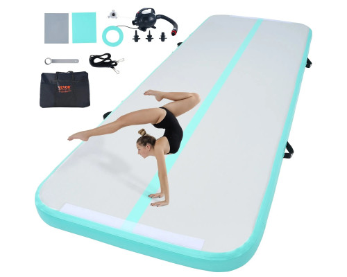 Мат гімнастичний надувний VEVOR 300 x 101 x 10 см, біло-м'ятний