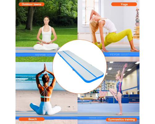 Мат гімнастичний надувний VEVOR  398 x 101 x 10 см, біло-синій