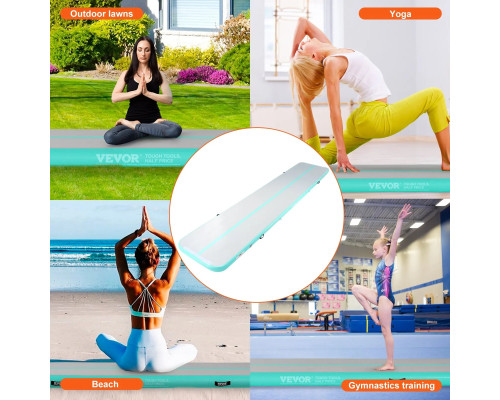 Мат гімнастичний надувний VEVOR 498 x 101 x 10 см, біло-м'ятний
