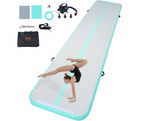 Мат гімнастичний надувний VEVOR 498 x 101 x 10 см, біло-м'ятний