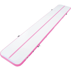 Мат гімнастичний надувний VEVOR 598 x 101 x 10 см, біло-рожевий