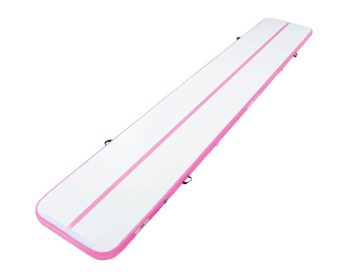 Мат гімнастичний надувний VEVOR 598 x 101 x 10 см, біло-рожевий