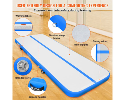 Мат гімнастичний надувний VEVOR 300 x 101 x 10 см, біло-синій