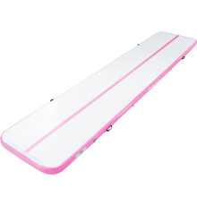 Мат гімнастичний надувний VEVOR 498 x 101 x 10 см, біло-рожевий