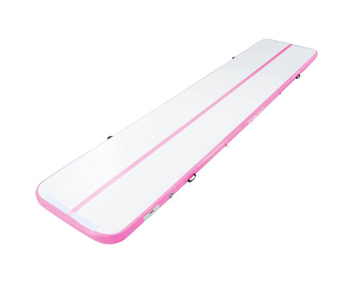 Мат гімнастичний надувний VEVOR 498 x 101 x 10 см, біло-рожевий