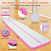 Мат гімнастичний надувний VEVOR 498 x 101 x 10 см, біло-рожевий