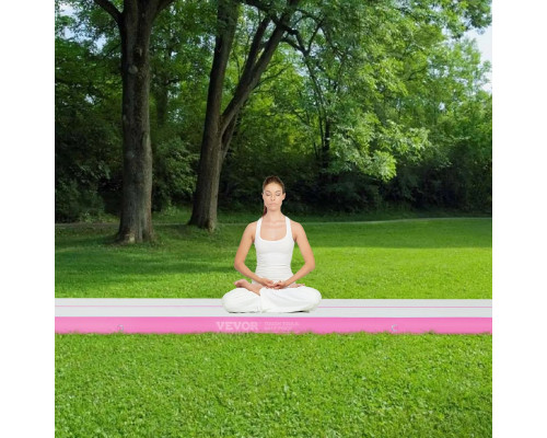 Мат гімнастичний надувний VEVOR 498 x 101 x 10 см, біло-рожевий