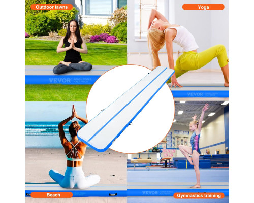 Мат гімнастичний надувний VEVOR 598 x 101 x 10 см, сіро-синій