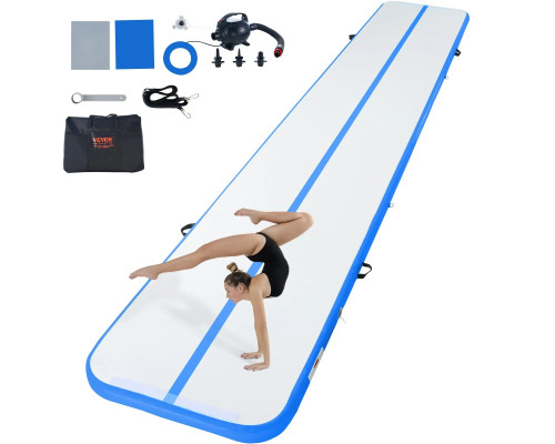 Мат гімнастичний надувний VEVOR 598 x 101 x 10 см, сіро-синій