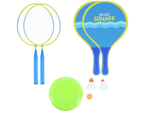 Набір для бадбінтону та тенісу з фрисбі NILS NRZ053, блакитно-зелений