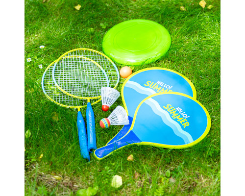 Набір для бадбінтону та тенісу з фрисбі NILS NRZ053, блакитно-зелений