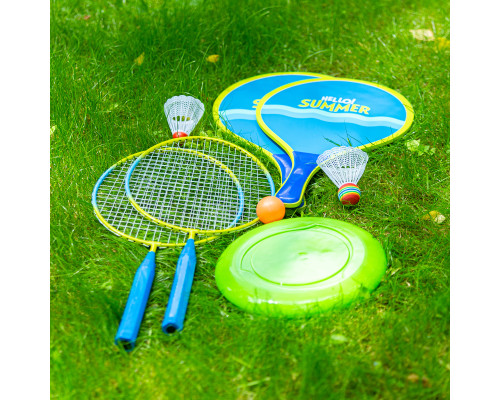 Набір для бадбінтону та тенісу з фрисбі NILS NRZ053, блакитно-зелений
