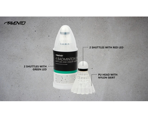 Волани для бадмінтону пластикові Avento 46SG LED, 4 шт